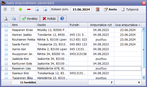 Metsästysseuran jäsenten ampumakoe