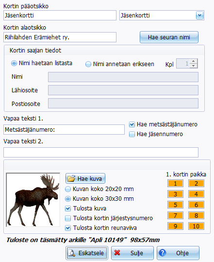 Metsästysseuran jäsenkortit
