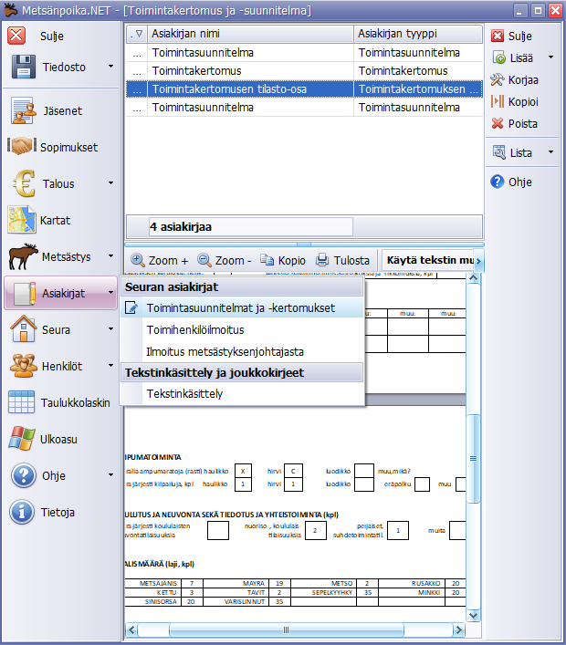 Metsänpoika 5, toimintasuunnitelmat ja toimintakertomukset