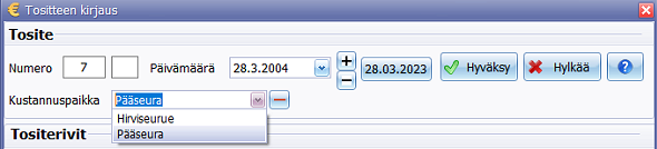 Metsänpoika, tiliöinti tiliotteelta