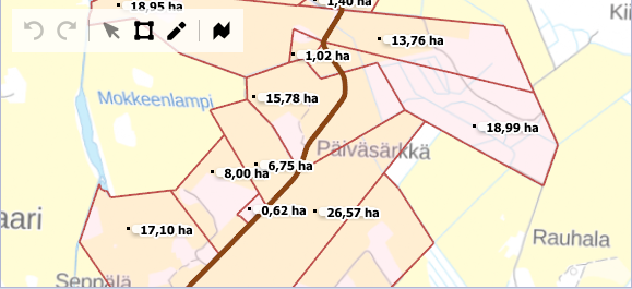 Karttakuvioiden pinta-ala