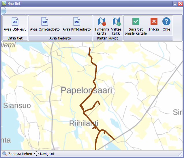 Tien hakeminen OSM -aineistosta
