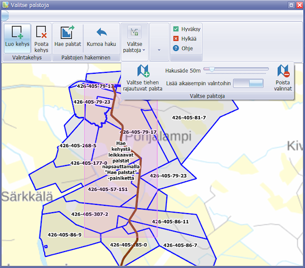 Tiekunnan kiinteistöt MML:n aineistosta