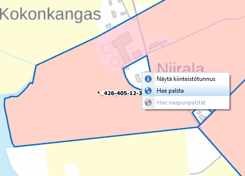 Kiinteistöjen täydentäminen kartalle