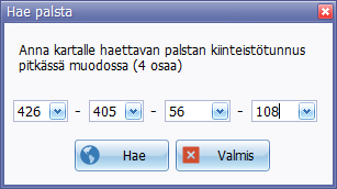 Kiinteistön hakeminen tunnuksen perusteella