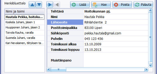 Tiehoitokunnan jäsenet