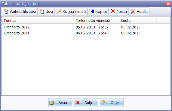 Kirjanpitojen tallentaminen